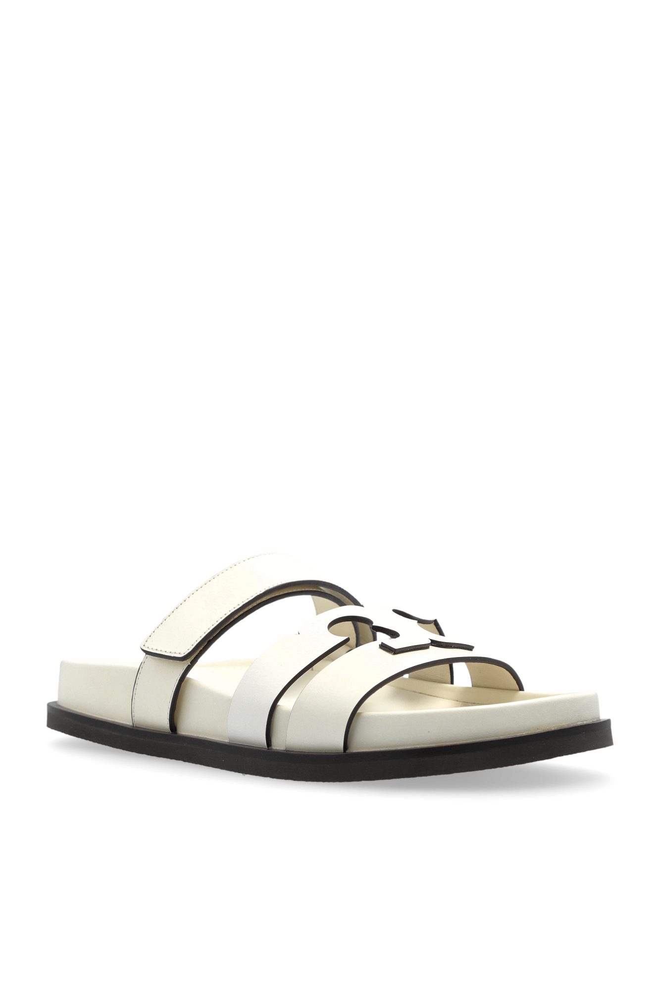 サンダル・ミュール Tory Burch Ivory leather Ines Sport slippers (161636 104) Tory Burch Ines Leather Triple-band Sport Mule Sandals In
